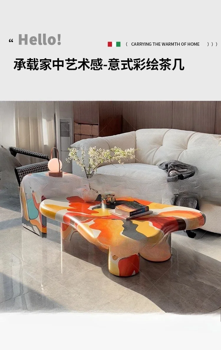 예술가 그림, 특이한 모양의 구름 커피 테이블 중세 창의성, 손으로 그린 유화, 커피 테이블