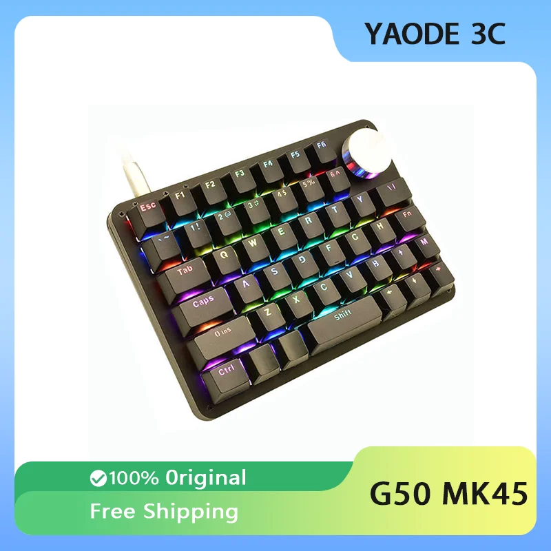 G50 MK45 Mini Keyboard RGB Wired Custom Macro Programming Knob Mechanical Keyboard PC Accessories Drawing Design Office Gifts