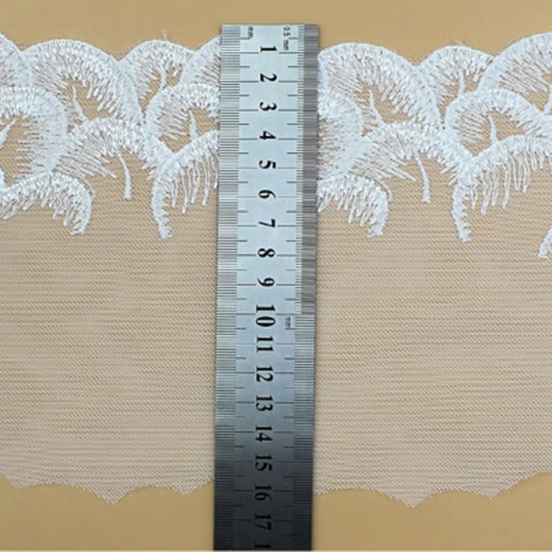 Cloth White Flower Embroidered Tulle Mesh Lace Trim for Sewing Accessories Embroidered Trim Beautiful Lace Fabric DIY