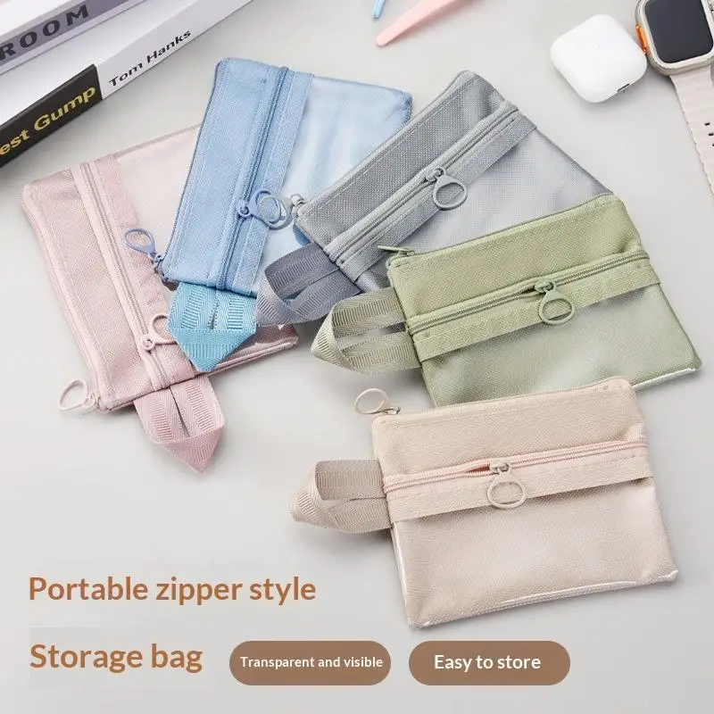Waterproof Zipper Storage Pouch With Clear Window For Storing Makeup Stationery Earbuds Daily School Travel Use