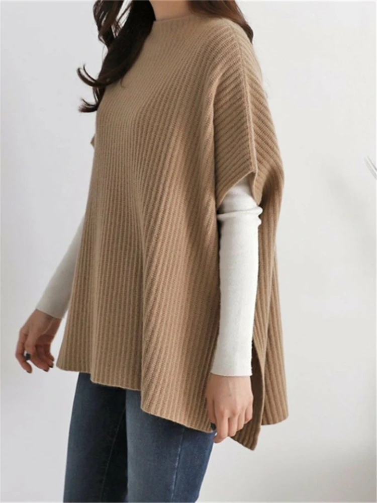 REALEFT Autumn Winter Sleeveless Women\'s Vest Sweaters Casual O-Neck Knitted Pullovers Tank Sweaters Korean Female 2023 New