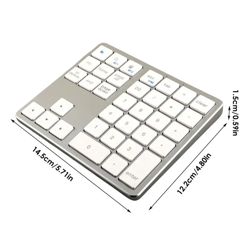 Teclado mecánico pequeño inalámbrico, teclado numérico pequeño de 35 teclas, teclado numérico inalámbrico silencioso, escritura eficiente, PC Personal