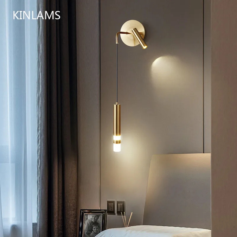 

Indoor LED Wall Light Bedroom Bedside Lamp Reading Spotlight Chandelier Postmodern Minimalist Hotel Room Bedside Wall Lamp