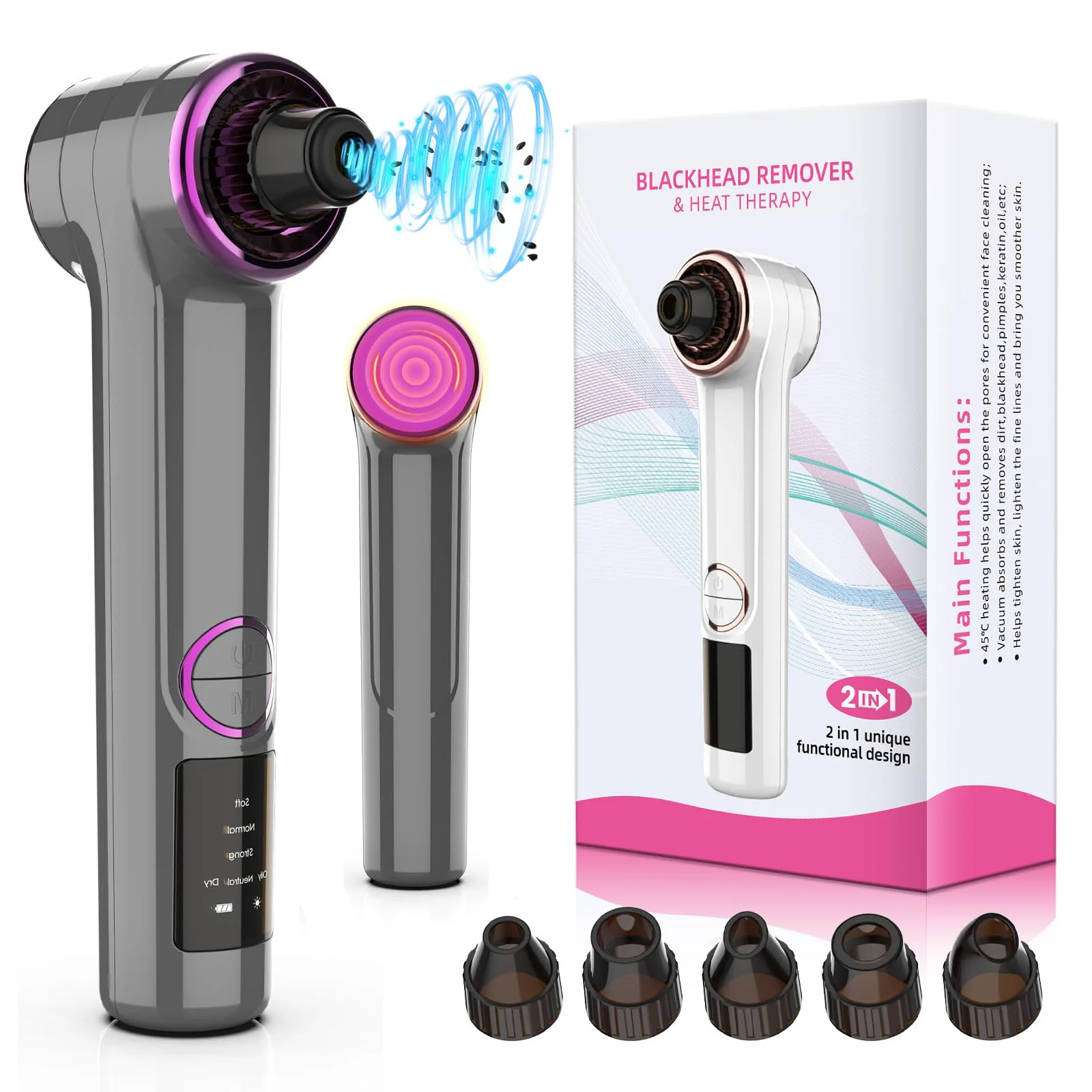 Smart Library Gently Clean Pores Hot Compress Blackhead Extractor Facial Small Bubble Cleaner Acne Pores Deep Blackhead Beauty I