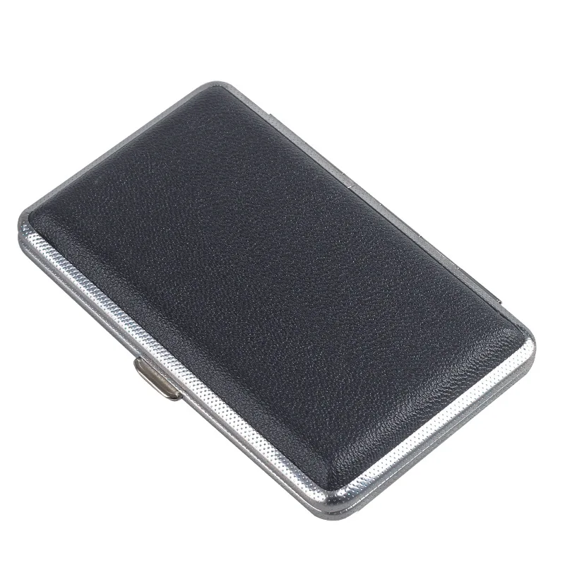 PU Leather Cigarette Case Slim Ladies and Men Portable Double Sided Holds 20 100mm Cigarettes (Black)Cigarette Box