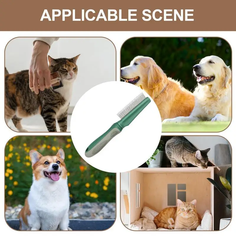 Dog Hair Comb Dematting Detangling Cat Comb Pet Comb Tool With Stainless Steel Teeth For Small Dogs Puppies Knots