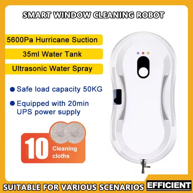 

Smart Window Cleaning Robot for Indoor & Outdoor Use with Ultrasonic Water Spray And Vacuum Wash - Automatic Glass Cleaner