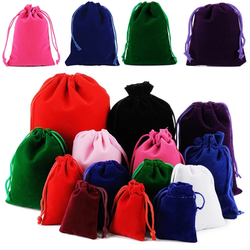 10PCS Velvet Bag Drawstring Velvet Sachet Pouches Jewelry Packaging Gift Bags Can Customize 5x7cm 7x9/8x10/9x12/10X15/15X20CM