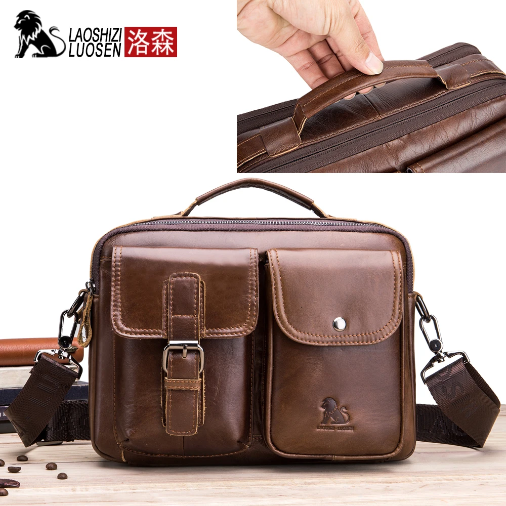 2026 الرجال جلد طبيعي خمر حقيبة ساع رجال الأعمال الكتف حقيبة كروسبودي جلد البقر الذكور حقائب السفر
