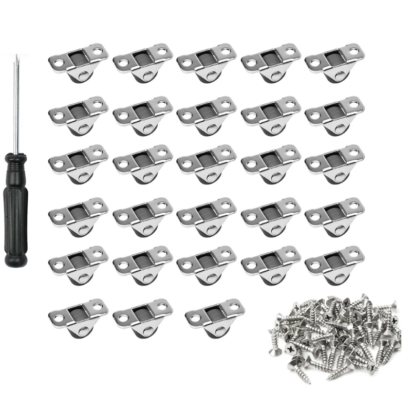 Under-Base Furniture Rollers, Screw Mount Metal Plate Hardware for Cabinets, Plant Stands, Storage Units, and Tables 87HA