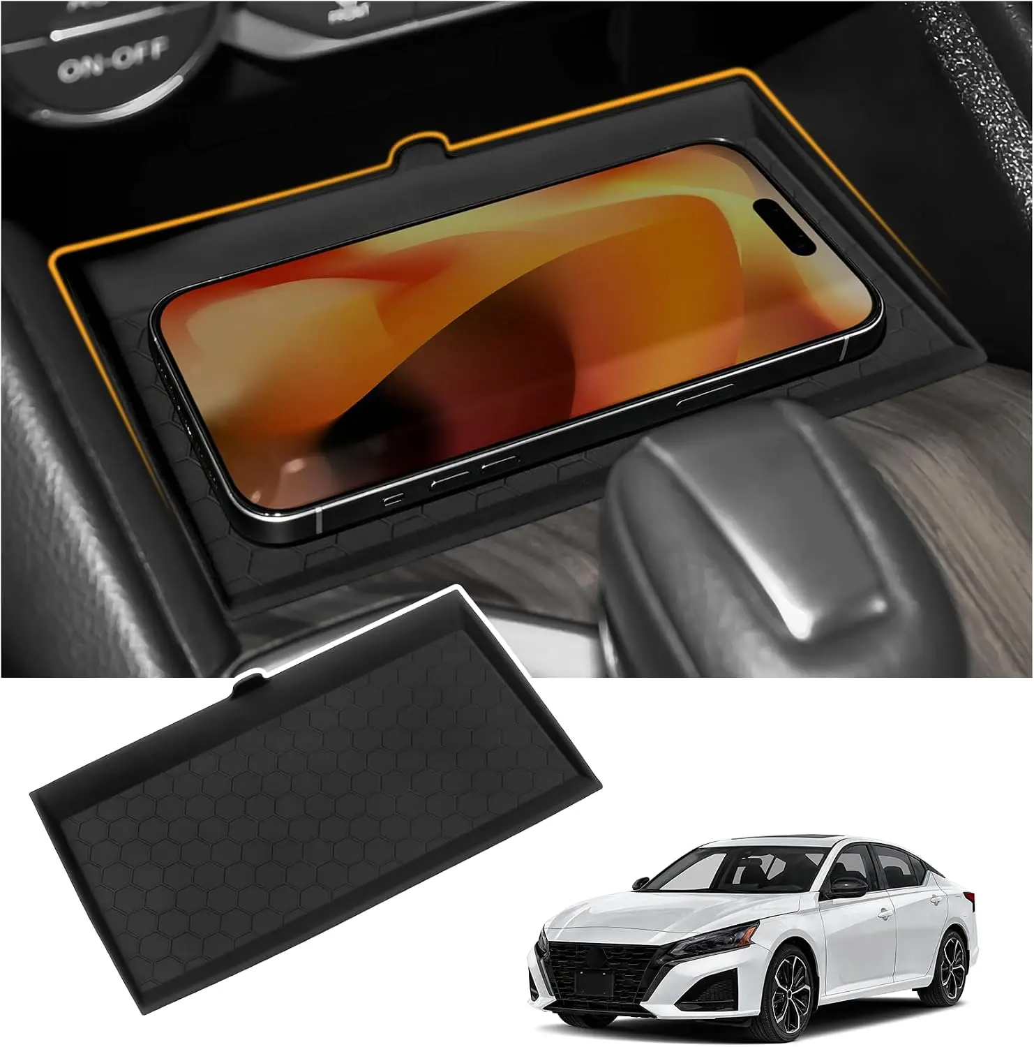 Center Console Tray Liner Compatible For Nissan 2019-2026 Altima Accessories Silicone Material Center Console Protective Pad