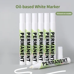 Permanent Oily White Marker Pen 3.0mm DIY Writing Drawing Graffiti Stationery Wrting School Supplies Waterproof White Gel Pens