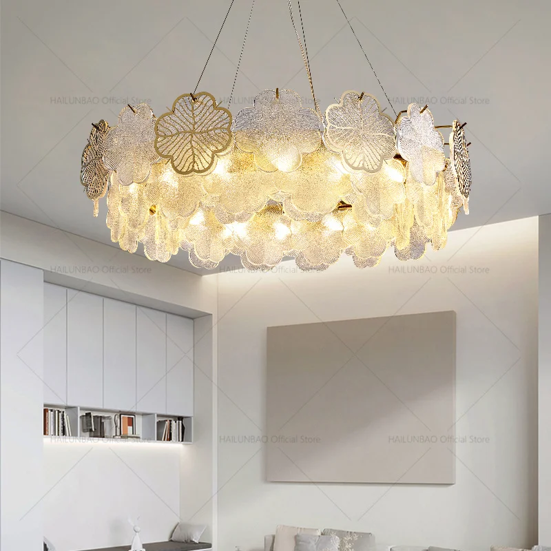 Luz francesa de luxo high-end sala estar trevo de quatro folhas lustre designer quarto hall cristal restaurante ilha lustre