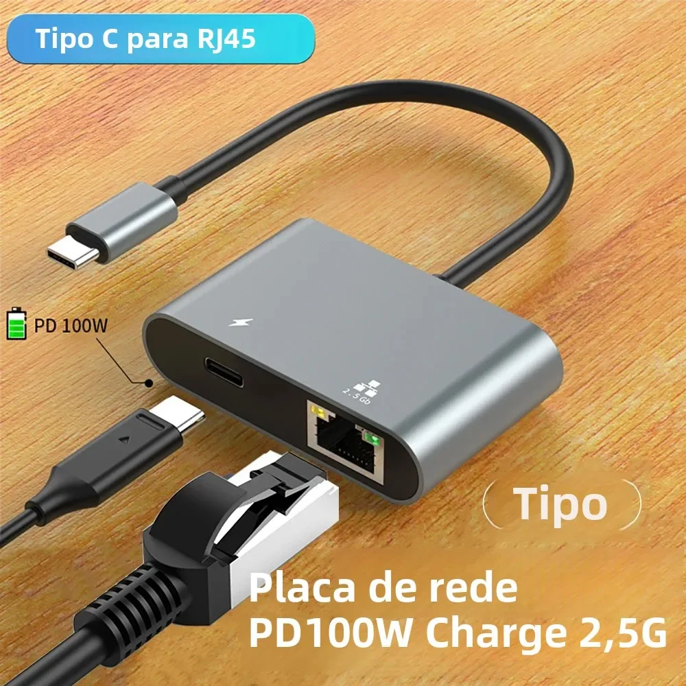 Pop USB C To 2.5Gbps Network Card Ethernet Adapter Driver-Free RJ45 Gigabit Ethernet Network Adapter For Laptop Windows 10/11 Ma