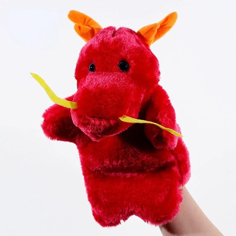 Handpuppen Rotes Plüschtier Tier Dinosaurierpuppen Puppe Kinderspiel Geschichtenerzählen