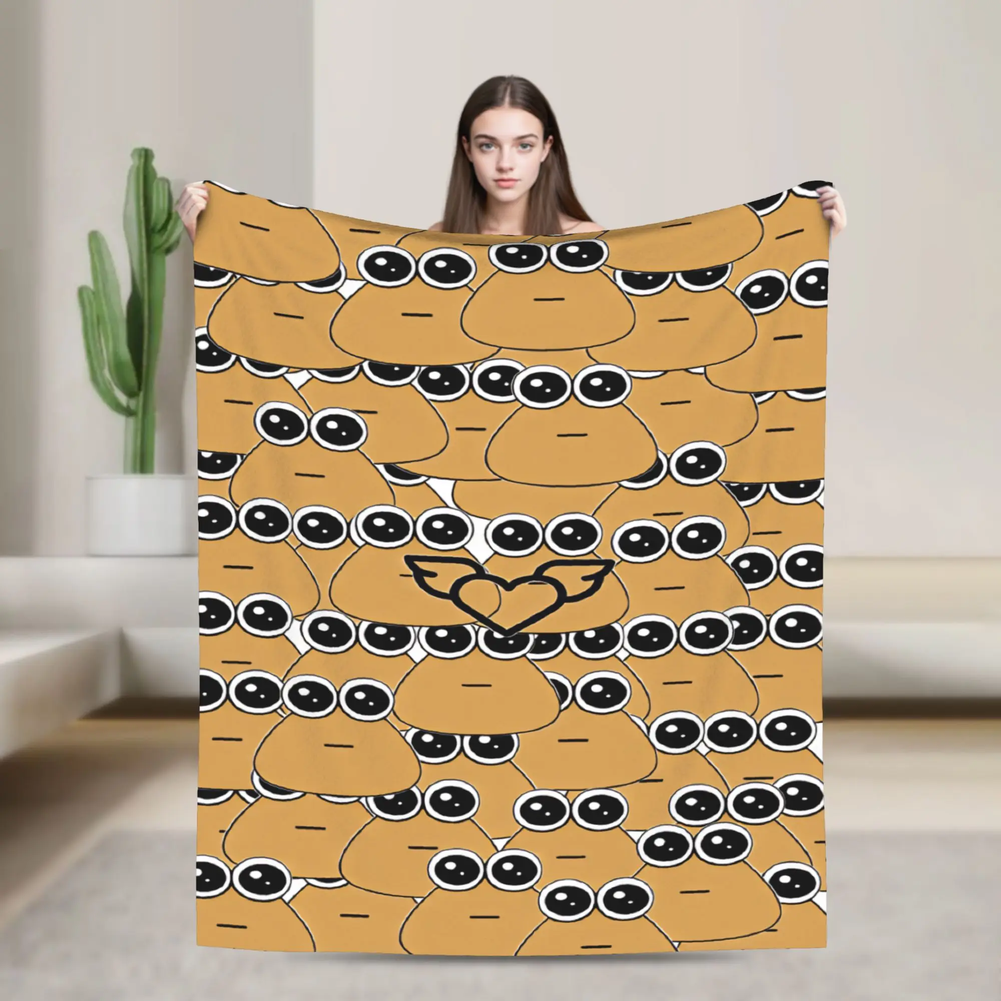 Pet Alien Pou Animated Television Blanket Travel Office Flannel Bedding Throws For Couch Bed Warm Design Bedspread Birthday Gift
