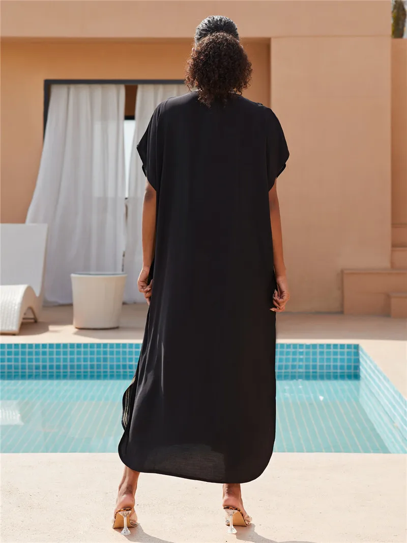 Plus Size Kaftan Dresses for Women Caftans Loungewear Embroidered Beach Kaftan Cover Up Mumu House Dress image 6