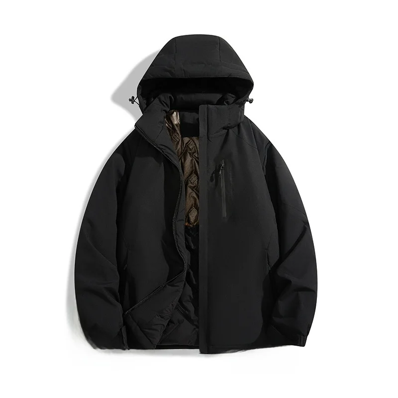 

Winter aphene Self-Heating Cotton Jaet Men's Loose Stand Collar Patchwork Thiened Workwear Couple's Windbreaker