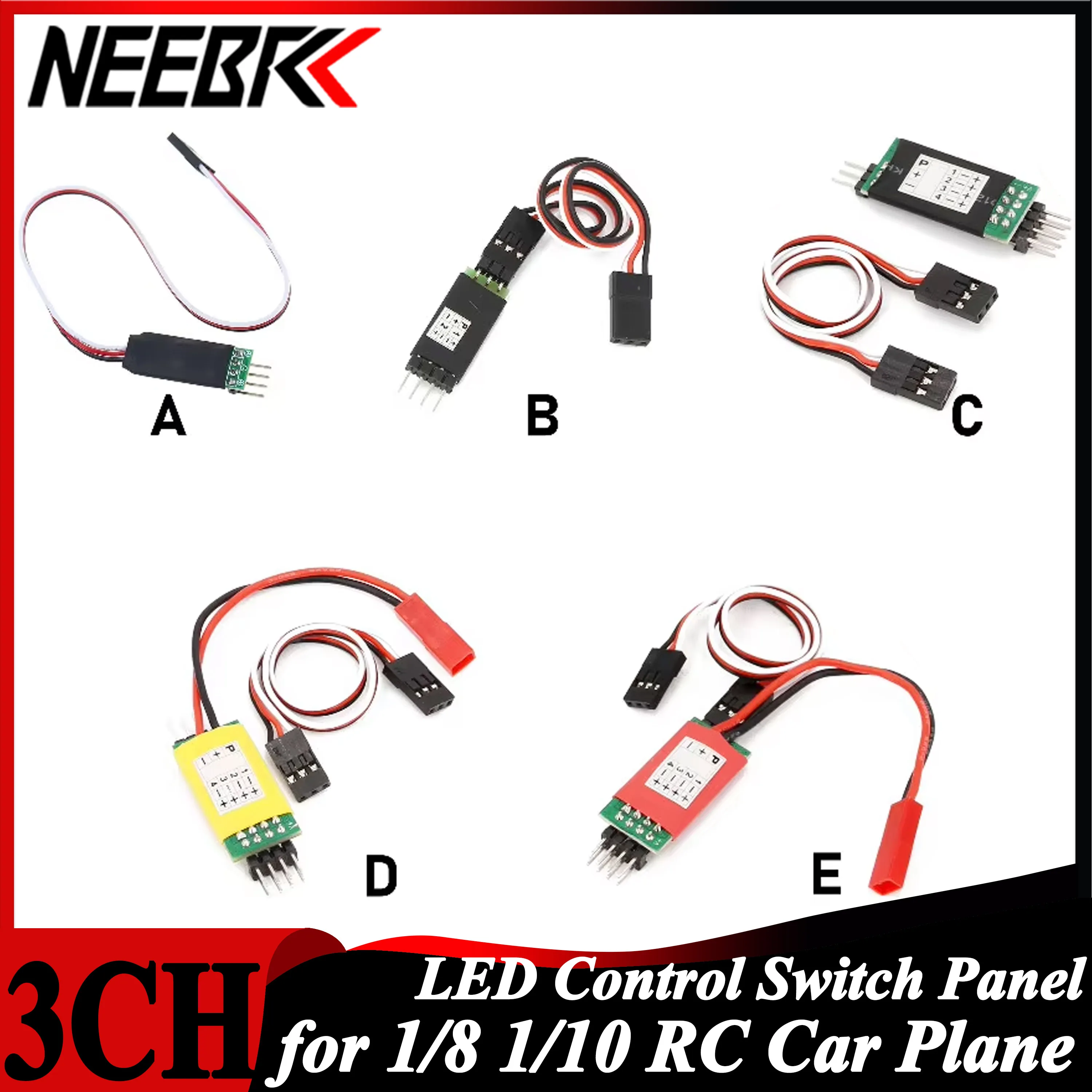 

NEEBRC 3CH Light Control Switch Panel LED Lamp System Controller Module for 1/10 1/8 RC Car Plane Freestyle DIY Parts