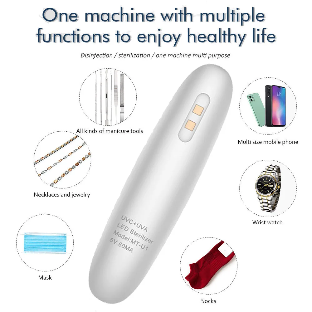 Ultraviolet Sterilization Antivirus Sterilizer Handheld USB Rechargeable Portable Travel Well Effected Disinfection Lamp