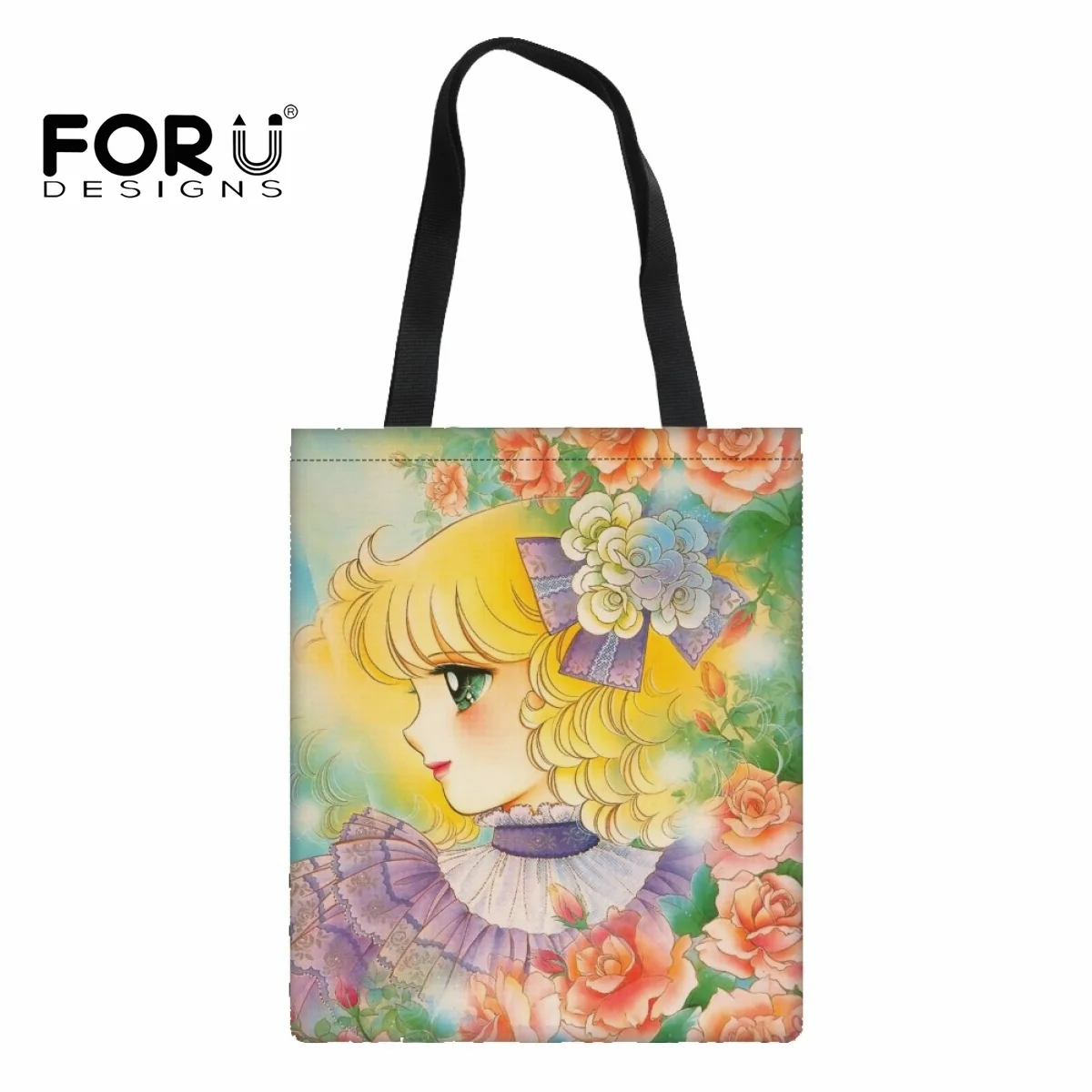 

FORUDESIGNS Candy Candy Anime Tote Bags Women Shoulder Bag Canvas Bag Reusable Shopping Bag Schoolbag Female Eco Bags Commuting