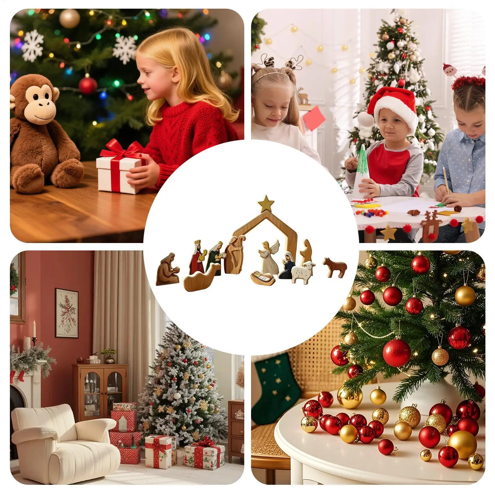 Nativity Scene Figurines Handcrafted Miniature Religious Table Decor Miniature Holy Family Figurines For Indoor Bedroom School