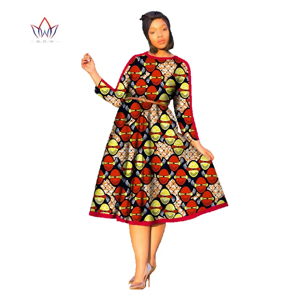 

BintaRealWax African Dresses for Women Dashiki Cotton Wax Print Batik Sexy Long Dress for Femal Traditional Clothing WY680