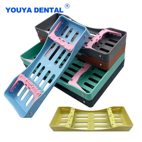 Estante de esterilización Dental, 5 ranuras, lima de Cassette Dental, soporte para fresas, gestión, placa de desinfección esterilizable en Autoclave para relleno de dentista