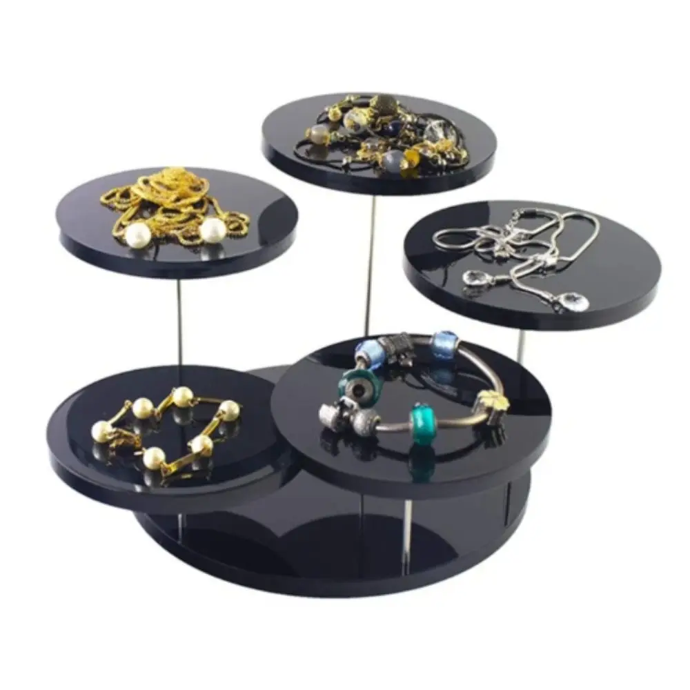 حامل عرض أكريليك شفاف 3 طبقات حامل عرض مجوهرات أبيض وأسود مادة أكريليك رف حلوى بأنماط متعددة #5