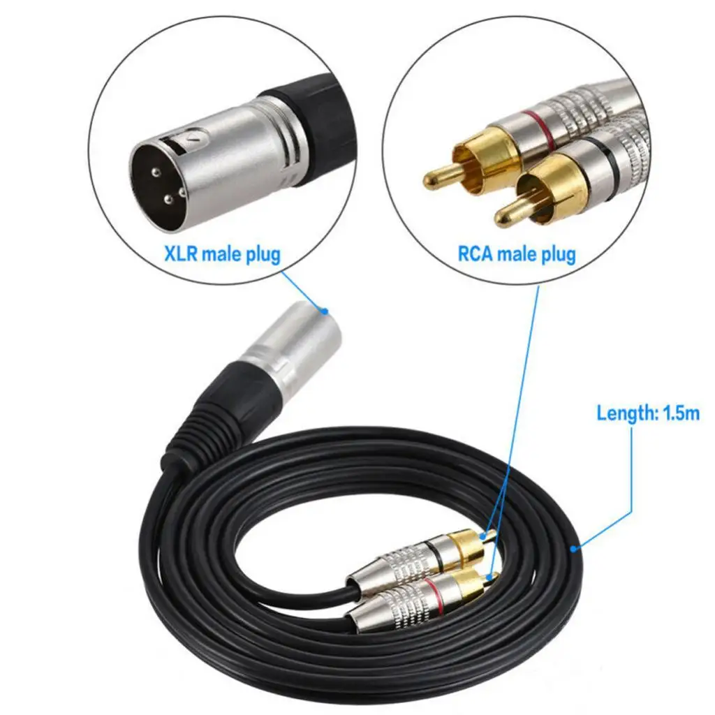 XLR Audio Splitter Cable to Rca Dual Male Rca Connectors Xlr Plug Adapter Sturdy Pvc for Dj Console - view 3