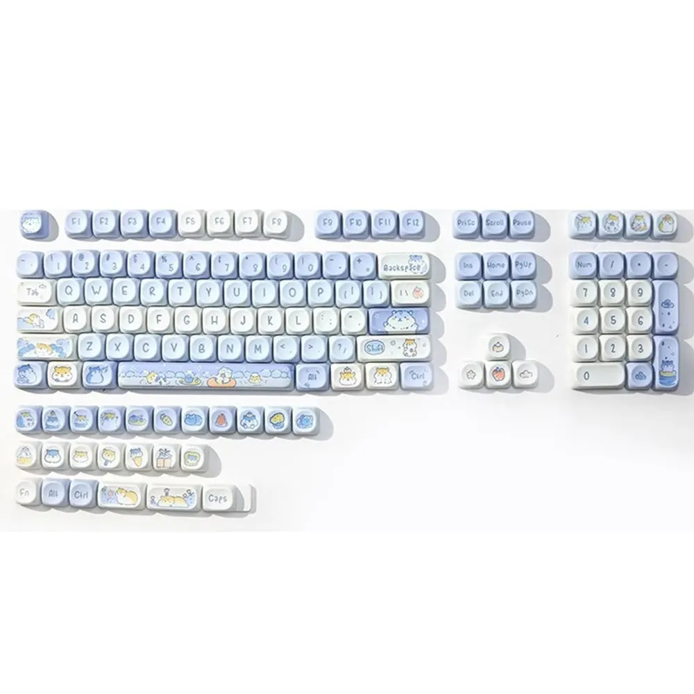 95/132 Keys MOA Profile Cute White Shubao Theme PBT Keycap For MX Switch Mechanical keyboard Dye Sublimation White Blue key Caps