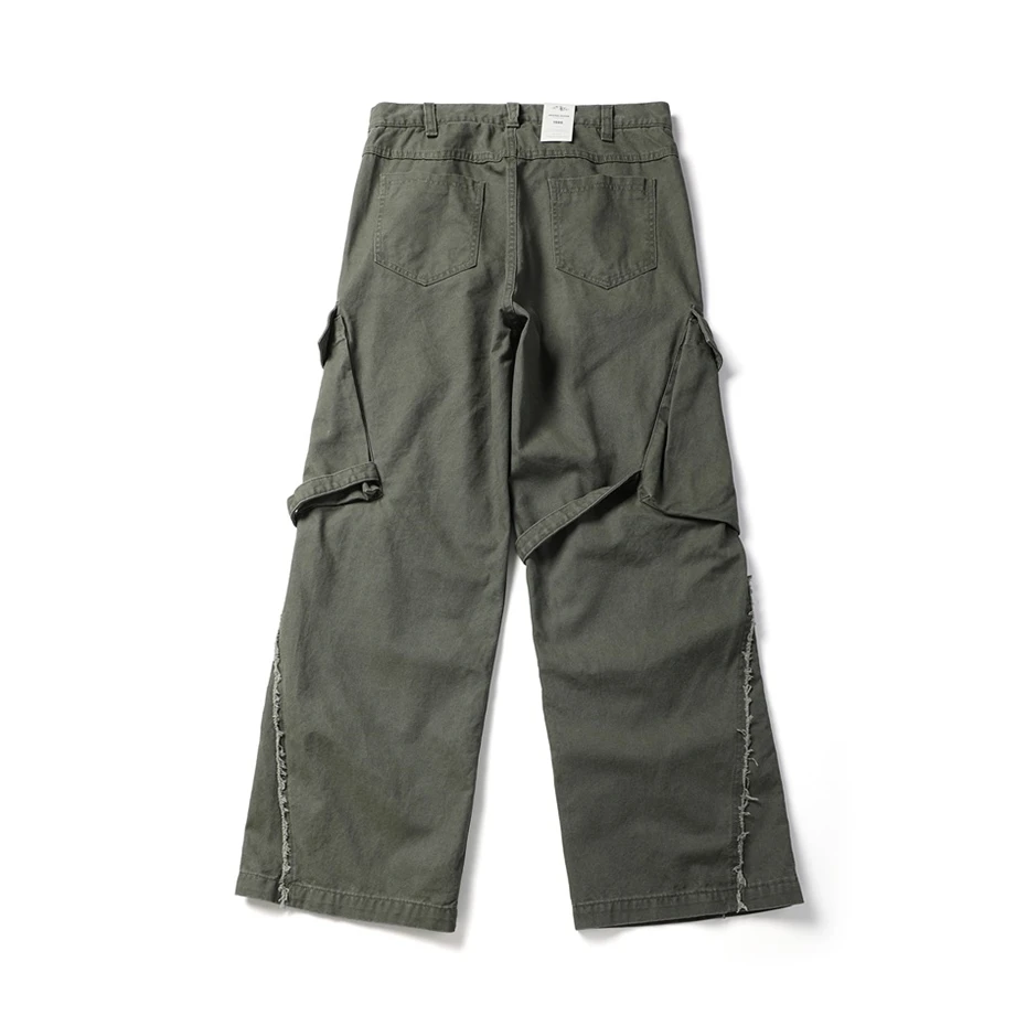 Mens Pockets Cargo Pants Cotton Casual Trousers Men Streetwear Wide Leg Function Paratrooper Pant Cityboy Baggy Logging Pants