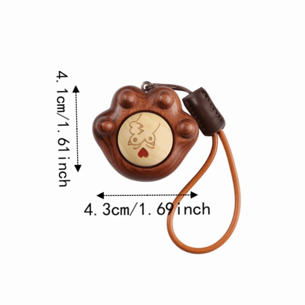 Bag Pendant Miniature Cat Paw Clicker Wooden Handmade Wood Carving Charm Cute Brown Sandalwood Figurine Key Chain Cat Lover
