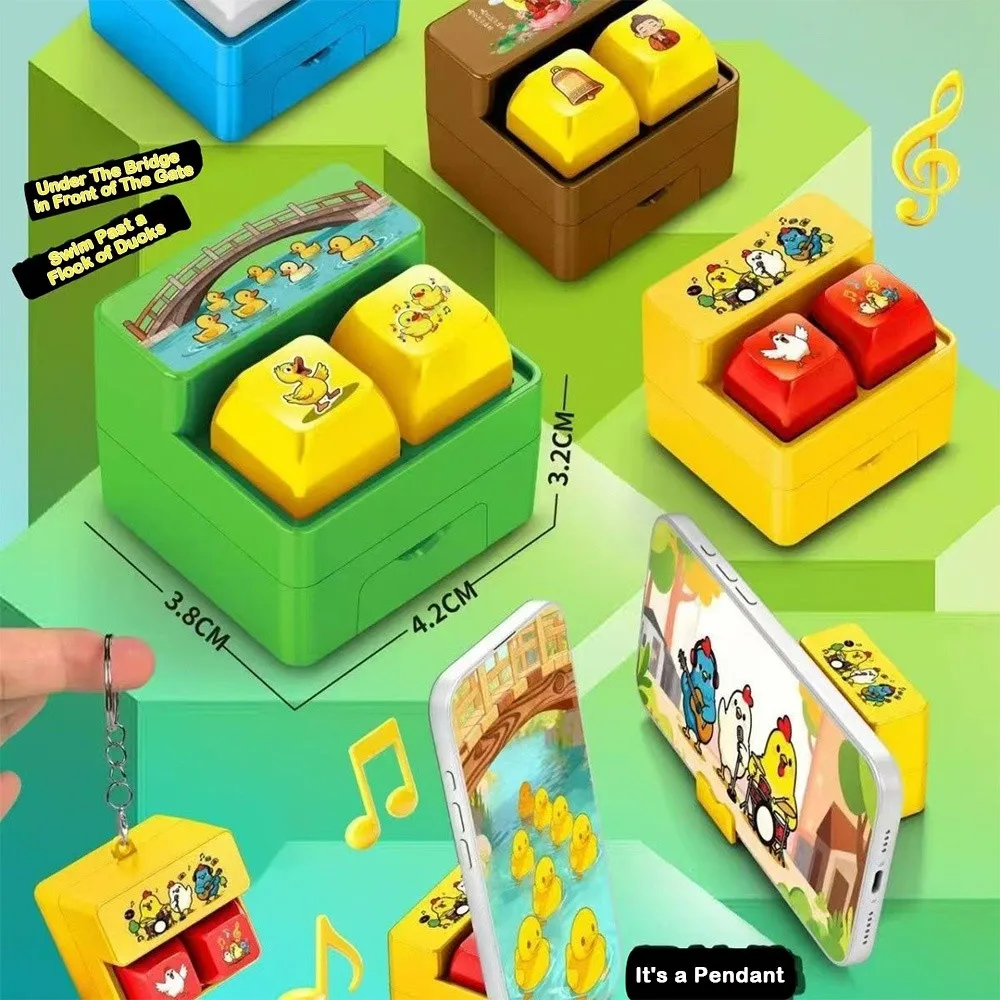 Nieuwe Cartoon Toetsenbord Sleutelhanger DIY Toetsenbord Keycap Mini Dier Sleutelhanger Toetsen Knop Relief Stress Fidget Speelgoed