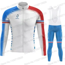 France National Team 2025 Cycling Jersey Set Long Sleeve Retro Cycling French Clothing Road Race Bike Jacket Suit MTB Maillot