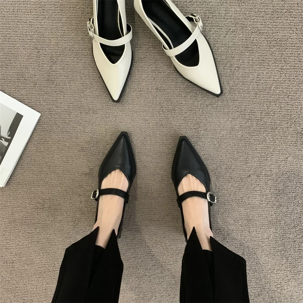 Women Spring Leather Pumps Fashion Pointed Toe Retro Mary Janes Shoes Solid Color Women's Lace Up Low Heels Shoes Zapatos Mujer