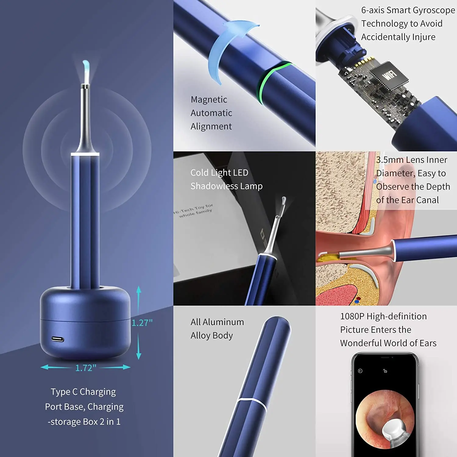 Bebird M9s X17 Pro Ear Wax Removal Camera Endoscope For Kid Adult Pet, WiFi 6 Axis Intelligent Gyroscope
