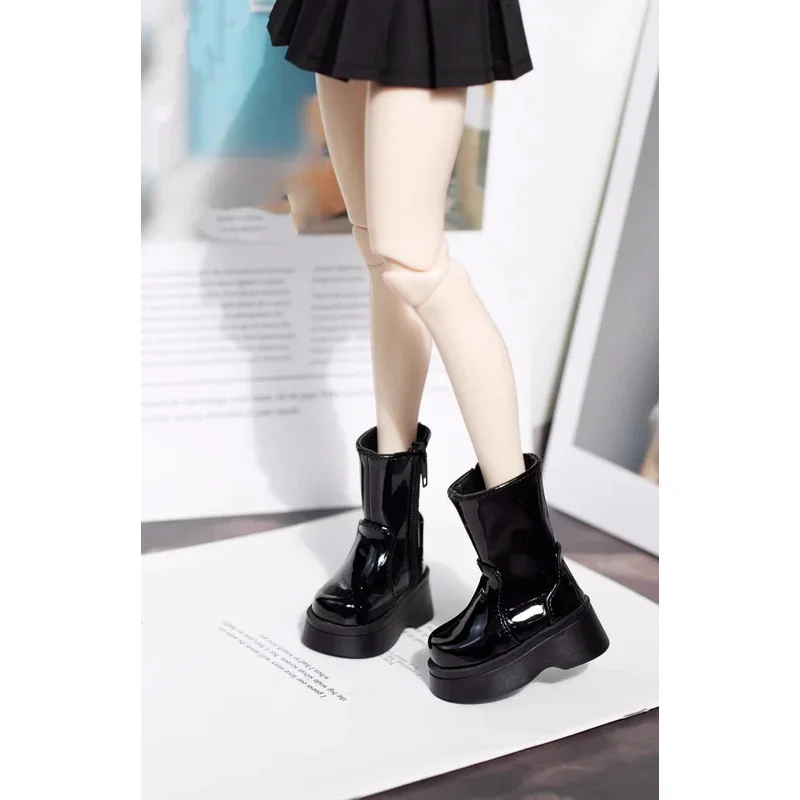Chaussures de poupée BJD adaptées aux bottes à plateforme à talons hauts peintes noires de taille 1/4, chaussures épaisses, accessoires de poupée