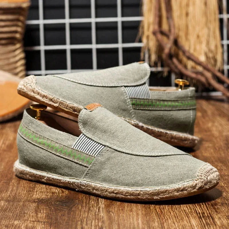 Mens Casual Vintage Loafers Flat Hemp Bottom Fishermen Shoes Driving Soft Shoes Holiday Beach Sailing Bohemian Autumn Size 38-45 5