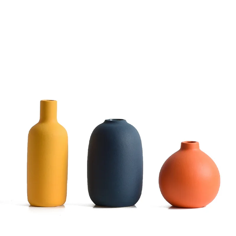 Morandi Orange Yellow Blue Nordic Ceramic Dried Flower Vase, Decoration Restaurant Decoration Home Decoration Accessories