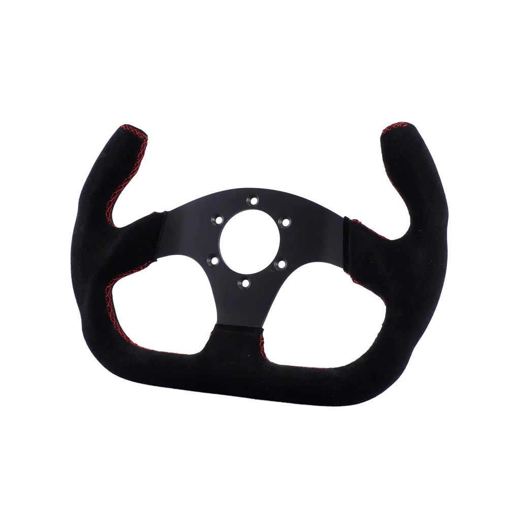 325mm Flat GT Steering Wheel Suede Racing Car/Game Rims Anodized Aluminum Black with Horn Button