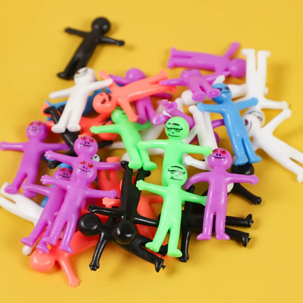 20Pcs Funny Halloween Gifts Scary Elastic Little Men Decompression Toys Children\'s Birthday Party Guests Favors Piniata Filler