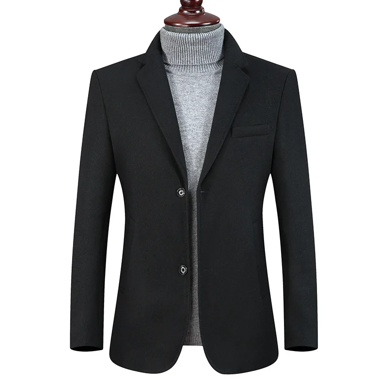 

Men's Autumn Winter Blazer Business Woolen Coat Oversized L-8XL Wool-Blend Suit Jacket Casual Warm Prom Fat Blazers Costume Tops