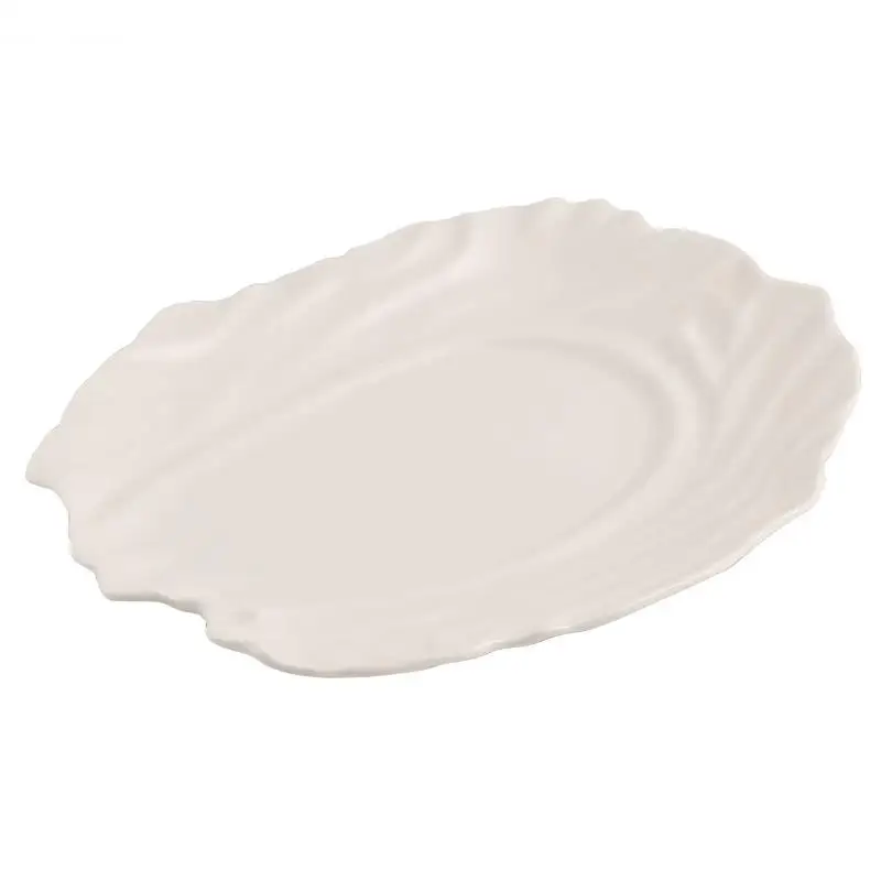 Irregular Texture Ceramic Dinner Plate Restaurant Specialty Dessert Sushi Snack Plates Pure White Tableware view 6