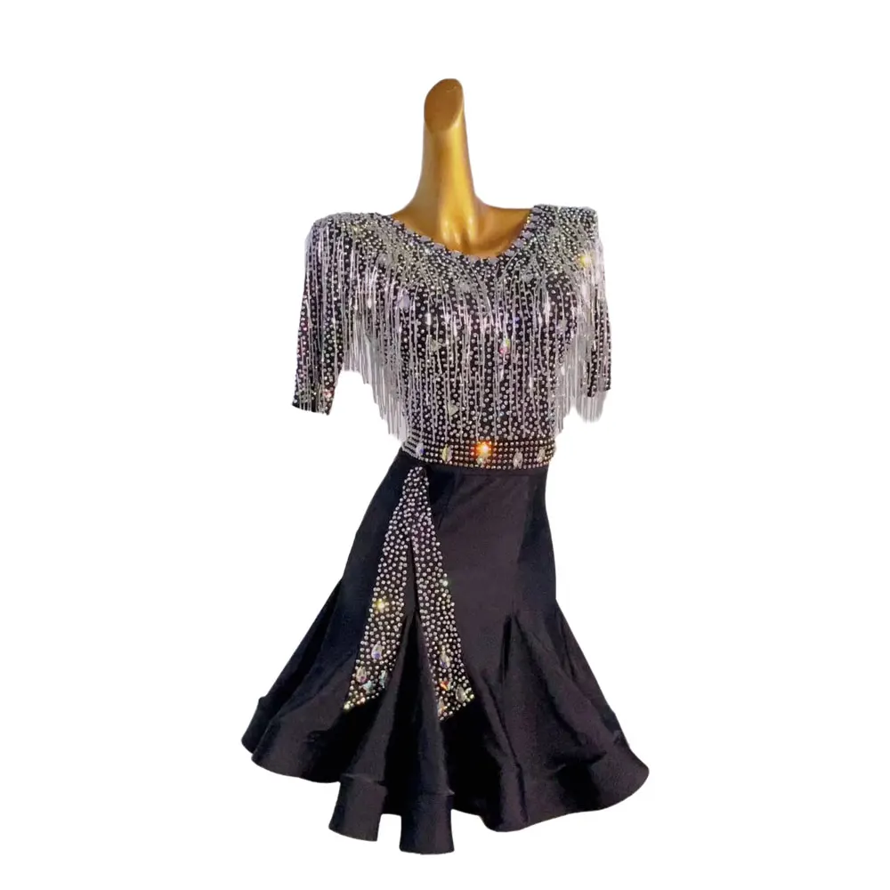 Latin Dance International Competition Professional Clothing High end Customized Samba Style Dress Shining Diamond Dress