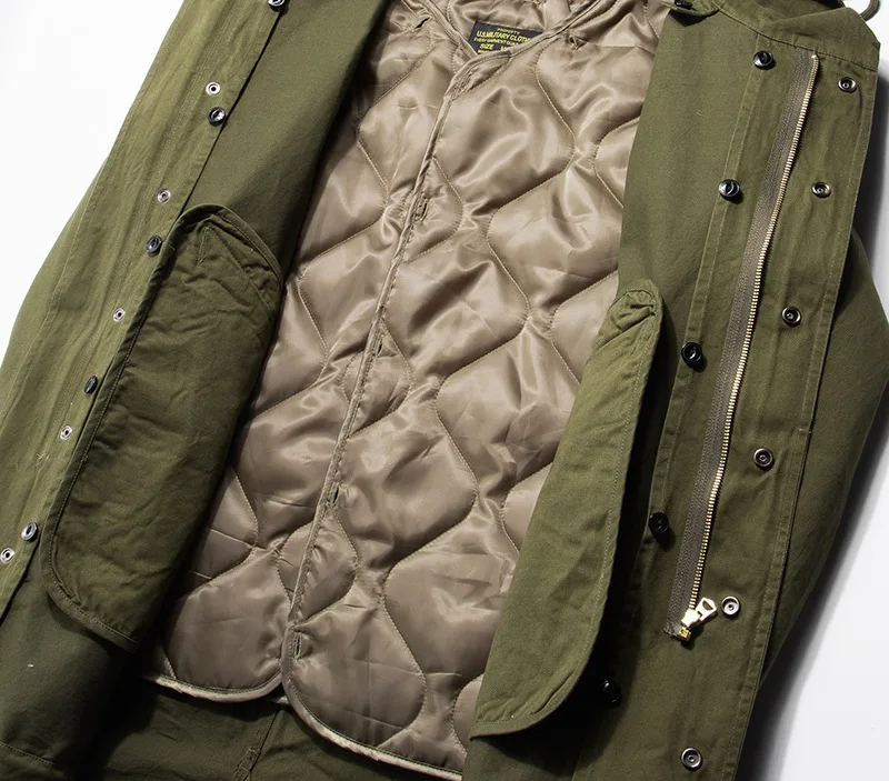 M51 medium and long coat, fishtail trench coat plus liner M-51 jacket cotton clothes, the liner can be removed.