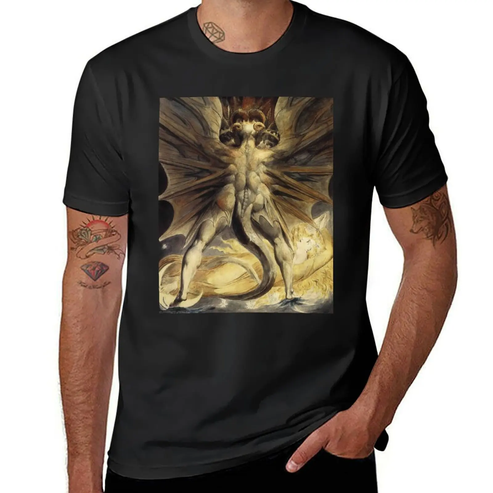 

The Great Red Dragon and the Woman Clothed in Sun by William Blake T-Shirt graphics plus sizes tops plain t shirts men