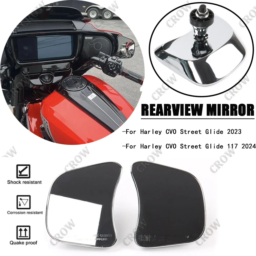 

For Harley CVO Street Glide CVO Street Glide 117 2023 2024 New Motorcycle Accessories Adjustable Chrome Glass Rearview Mirror