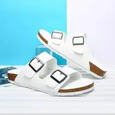 High fashion Green Unisex Summer Cork Slippers Slip On Breathable Casual Beach Sandals Lightweight Cork Slippers Size 35-46