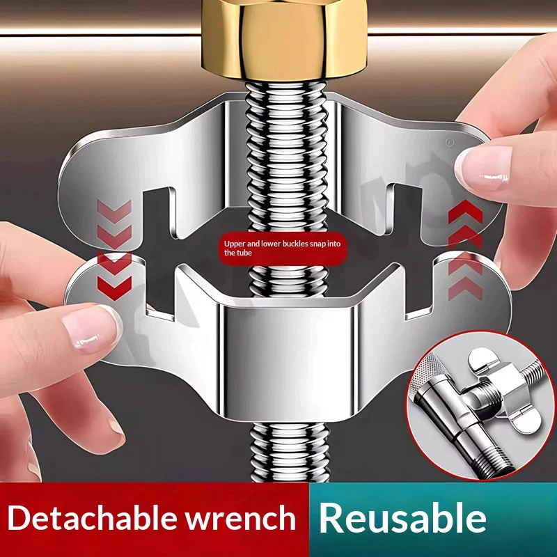 Detachable Water Pipe Wrench Reusable Plumbing Tool for Water Inlet Hose Faucet Toilet Angle Valve Basin Nut Repair